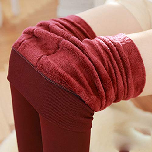 U/A Winter Warm Leggings 300g Damen Perlensamt Gefüttert Dick Hohe Taille Elastische Winterleggings Rotwein von U/A