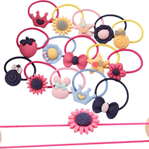 20 Stücke Mischen Niedlichen Cartoon Blume Cartoon Elastische Haargummi Pferdeschwanz Halter Haarschmuck Für Kinder Baby Mädchen Tragbar und Nützlichzuverlässig von Fliyeong