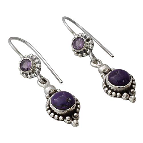 U/K Mode Ohrringe für Frauen, Vintage Frauen Faux Amethyst runden Stein baumeln Haken Ohrringe Partei Schmuck - lila bequem und praktischlanglebig von U/K