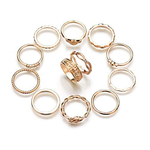 U/K NützlichKnöchelring Set Midi Ring Schmuck Geschenk Geeignet Für Frauen 12 Stück Set Golden Neu Freigegeben und Beliebt von U/K