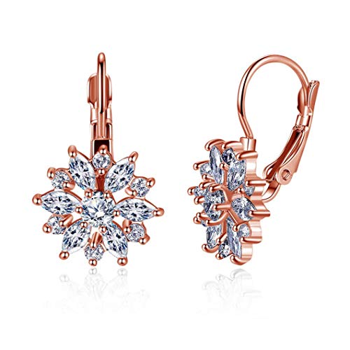 U/K PULABO Frauen Rose Gold Flower Crystal Ohrstecker Schmuck Zubehör Geschenk kostengünstig und langlebig Beliebt von U/K