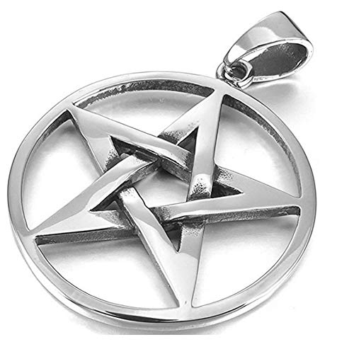 U/K PULABO Herren Edelstahl Anhänger Halskette Silber Ton Pentagramm Pentacle Star-Mit 23 Zoll Kette Stilvoll und beliebt praktisch von U/K