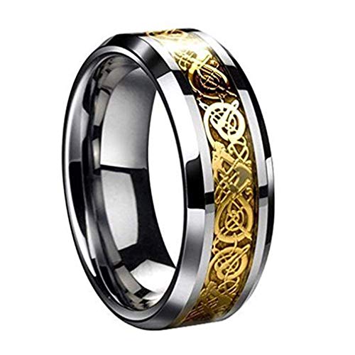 U/K PULABO Herren Gold Dragon Scale Dragon Muster abgeschrägte Kanten keltische Ringe Schmuck Ehering Vintage Verlobungsring kostengünstig und praktisch langlebig von U/K