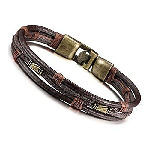 U/K RomantischHerren Lederarmband Tribal Braid Manschette Handkette Armband Leder Schnurlänge 22cm Lederarmbänder für Herren Praktisch und beliebt von U/K