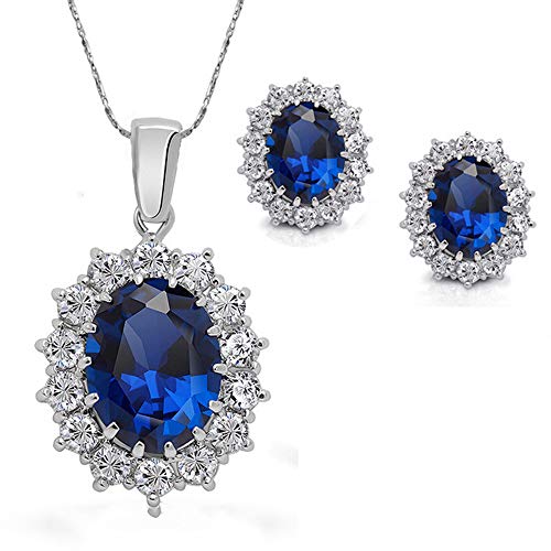 U/K gut aussehendFrauen Ohrringe Halskette Schmuck Set Blau Zirkon Kreatives Design Für Mädchen Damen Neu Freigegeben von U/K