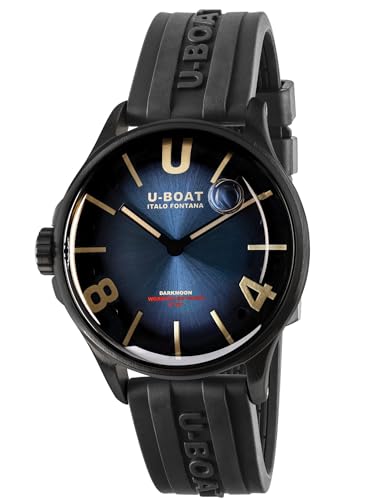 U-Boat Darkmoon 40 mm Blue ipb Soleil Herren Uhr analog Schweizer Quarzwerk mit Kautschuk Armband 9020 von U-Boat