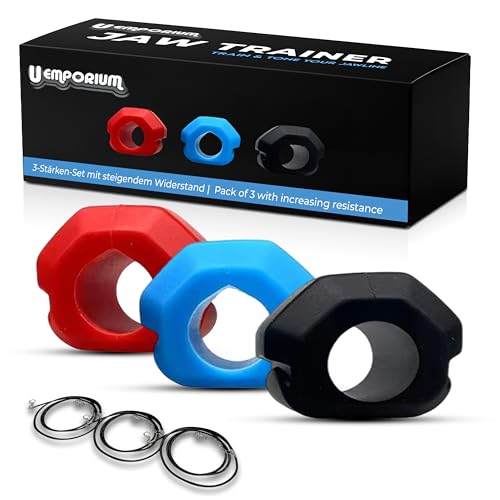 U EMPORIUM Jawline Trainer für Männer und Frauen - 3-stufiger Kiefer Trainer aus Silikon - reduziert Doppelkinn - Kiefertrainingsball für die Kieferformung von U EMPORIUM