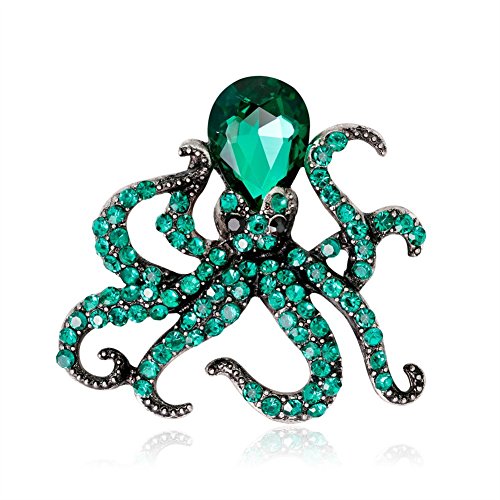 1 x grüne Oktopus-Brosche für Damen, Anstecknadel, Kinder-Geburtstagsgeschenk, Halsband, Reversabzeichen, Schmuck, Schals, Schals, Clip, Damenschmuck von U-K