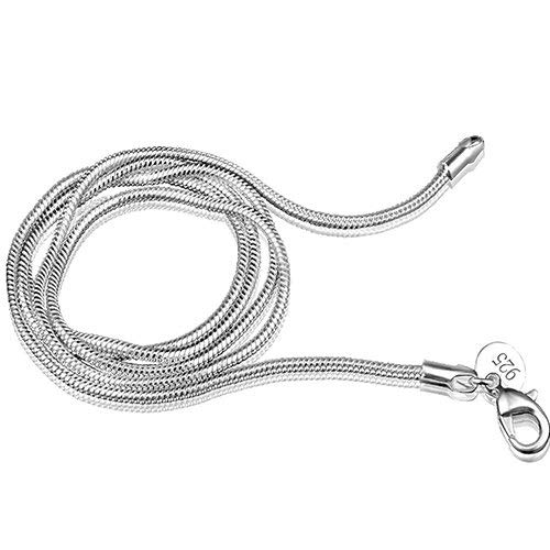 Damen Schlichtes Design 925 Sterling Silber 2 mm Schlangenkette Karabinerverschluss Halskette - 16 Zoll Superior Nettes Design von U-K