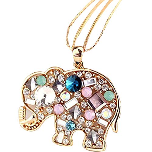 Mehrfarbenrhinestone-Elefant-Halsketten-Langkettiges Partei-Schmuck-Dekor - Goldene Beständige Qualität Praktisches Design und langlebig von U-K