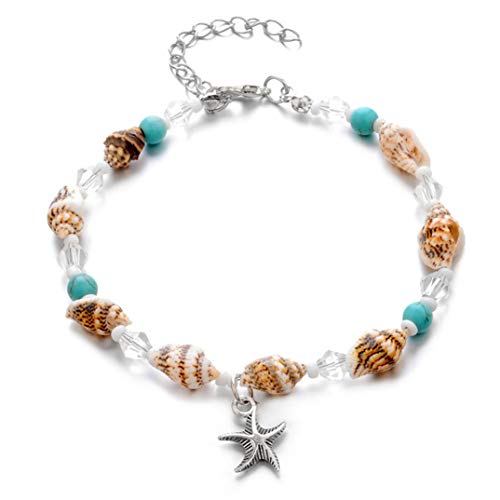 Muschel Seestern Fußkettchen Muschel Türkis Perlen Knöchel Armband Sandale Strand Fuß Kette Schmuck Für Frauen Mädchen Modisch Und Stilvoll Praktisches Design und langlebig von U-K