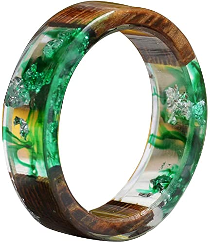 U-K Kreative Frauen aus Holz getrocknete Blumen transparent Fingerring Schmuck Geburtstagsgeschenk Ehering Liebe zum ValentinstagNützlich und praktisch von U-K