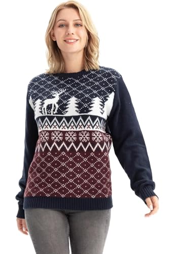 Damen Weihnachtspullover Lustig Unisex Hässliche Pulli Strickpullover Ugly Weihnachtspulli - Klassische Fairisle von U LOOK UGLY TODAY