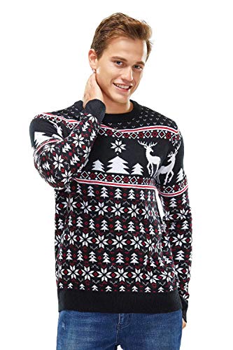 Herren Weihnachtspullover Unisex Hässliche Pulli Lustig Strickpullover Ugly Weihnachtspulli - Klassische Fairisle schwarz Gr S von U LOOK UGLY TODAY