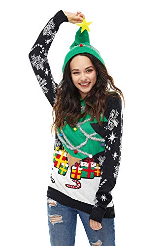 U LOOK UGLY TODAY Hässlicher Weihnachtspullover, Unisex Lustiger Chunky Fair Isle Gestrickter Festlicher Pullover für Party A Season's Star is Born L von U LOOK UGLY TODAY
