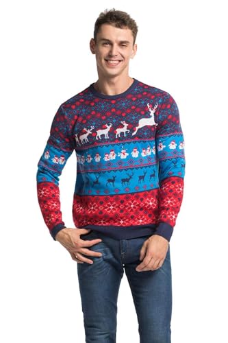 U LOOK UGLY TODAY Hässlicher Weihnachtspullover, Unisex Lustiger Chunky Fair Isle Gestrickter Festlicher Pullover für Party Coole Klassische Fair Isle L von U LOOK UGLY TODAY