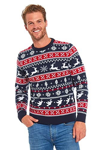 U LOOK UGLY TODAY Hässlicher Weihnachtspullover, Unisex Lustiger Chunky Fair Isle Gestrickter Festlicher Pullover für Party Das Gefühl von Fair Isle-Rot L von U LOOK UGLY TODAY