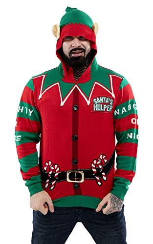 U LOOK UGLY TODAY Hässlicher Weihnachtspullover, Unisex Lustiger Chunky Fair Isle Gestrickter Festlicher Pullover für Party Der Stil Standard-Blau XXL von U LOOK UGLY TODAY