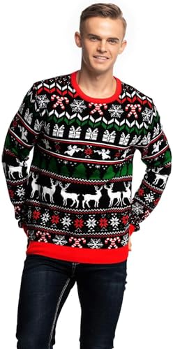 U LOOK UGLY TODAY Hässlicher Weihnachtspullover, Unisex Lustiger Chunky Fair Isle Gestrickter Festlicher Pullover für Party Fab Festive Fair Isle 3XL von U LOOK UGLY TODAY