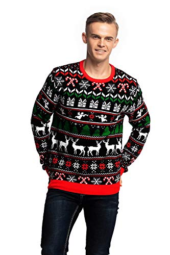U LOOK UGLY TODAY Hässlicher Weihnachtspullover, Unisex Lustiger Chunky Fair Isle Gestrickter Festlicher Pullover für Party Fab Festive Fair Isle M von U LOOK UGLY TODAY