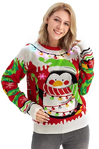 U LOOK UGLY TODAY Hässlicher Weihnachtspullover, Unisex Lustiger Chunky Fair Isle Gestrickter Festlicher Pullover für Party Fab Yule Us XL von U LOOK UGLY TODAY