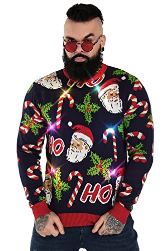 U LOOK UGLY TODAY Hässlicher Weihnachtspullover, Unisex Lustiger Chunky Fair Isle Gestrickter Festlicher Pullover für Party Face It Santa XL von U LOOK UGLY TODAY