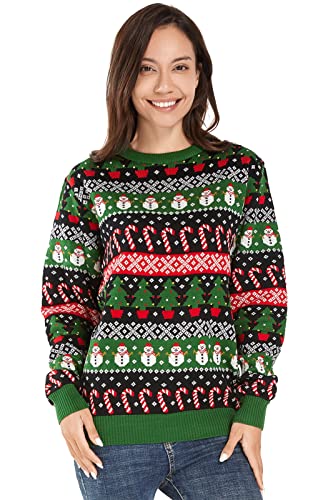 U LOOK UGLY TODAY Hässlicher Weihnachtspullover, Unisex Lustiger Chunky Fair Isle Gestrickter Festlicher Pullover für Party Get Your Fairisle Freak On M von U LOOK UGLY TODAY