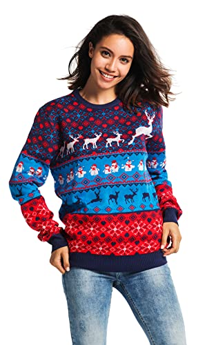 U LOOK UGLY TODAY Hässlicher Weihnachtspullover, Unisex Lustiger Chunky Fair Isle Gestrickter Festlicher Pullover für Party Jingle Bells Rudolphe L von U LOOK UGLY TODAY