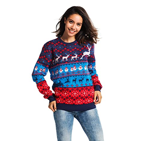 U LOOK UGLY TODAY Hässlicher Weihnachtspullover, Unisex Lustiger Chunky Fair Isle Gestrickter Festlicher Pullover für Party Jingle Bells Rudolphe XXL von U LOOK UGLY TODAY