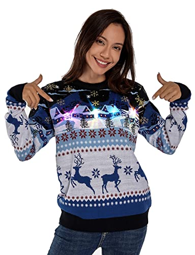 U LOOK UGLY TODAY Hässlicher Weihnachtspullover, Unisex Lustiger Chunky Fair Isle Gestrickter Festlicher Pullover für Party Oh Holy Night M von U LOOK UGLY TODAY