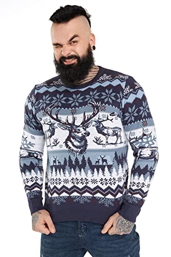 U LOOK UGLY TODAY Hässlicher Weihnachtspullover, Unisex Lustiger Chunky Fair Isle Gestrickter Festlicher Pullover für Party Oh So Stagulous! S von U LOOK UGLY TODAY