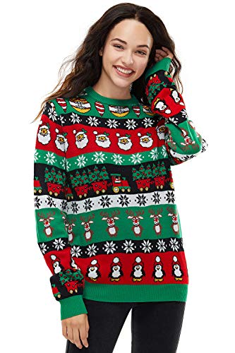 U LOOK UGLY TODAY Hässlicher Weihnachtspullover Damen Unisex lustig Chunky Fair Isle Gestrickter Festlicher Pullover Ugly Christmas Sweater für Party von U LOOK UGLY TODAY