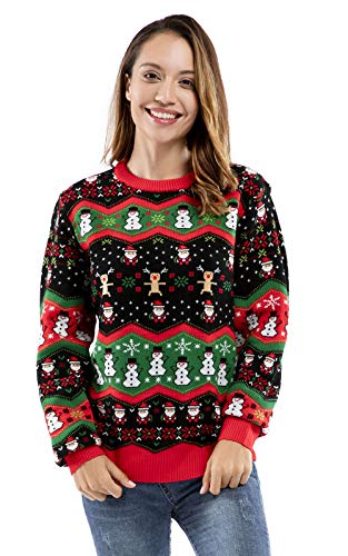 U LOOK UGLY TODAY Hässlicher Weihnachtspullover Damen Unisex lustig Chunky Fair Isle Gestrickter Festlicher Pullover Ugly Christmas Sweater für Party von U LOOK UGLY TODAY