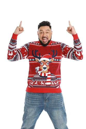 U LOOK UGLY TODAY Hässlicher Weihnachtspullover Herren Damen Unisex Lustiger Chunky Fair Isle Gestrickter Festlicher Pullover für Party S von U LOOK UGLY TODAY