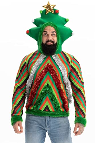 U LOOK UGLY TODAY Hässlicher Weihnachtspullover Herren Unisex Lustig Kapuzenpullover Strickjacke Weihnachten Ugly Christmas Sweater Chunky Gestrickter Festlicher Pullover für Party von U LOOK UGLY TODAY
