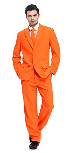 U LOOK UGLY TODAY Herren Anzug Party Weihnachts Kostüm Modisch Normaler Schnitt Festliche Anzüge Party Suits Einfarbig Orange von U LOOK UGLY TODAY