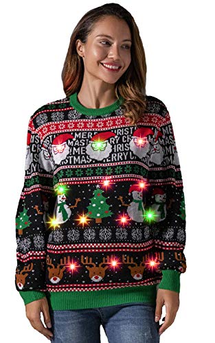 U LOOK UGLY TODAY Herren Weihnachtspullover Lustig Sweater Pulli Hässlich Xmas Strickpullover Weihnachtspulli mit weihnachtlichen Motiven für WeihnachtspartyFestive BrightsM von U LOOK UGLY TODAY