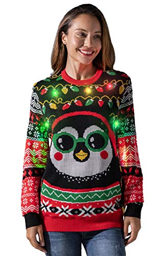 U LOOK UGLY TODAY Herren Weihnachtspullover Lustig Sweater Pulli Hässlich Xmas Strickpullover Weihnachtspulli mit weihnachtlichen Motiven für WeihnachtspartyGlow Cool PenguinXL von U LOOK UGLY TODAY