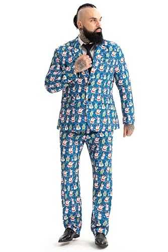 U LOOK UGLY TODAY Weihnachtsanzug Party Mens Funny Xmas Jacket Kostüm, Novelty Weihnachtsanzug Outfit 3XL von U LOOK UGLY TODAY