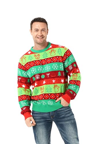 U LOOK UGLY TODAY Weihnachtspullover Herren Unisex Hässlicher Lustiger Chunky Fair Isle Gestrickter Festlicher Pullover für Party Fab Festive Fair Isle M von U LOOK UGLY TODAY