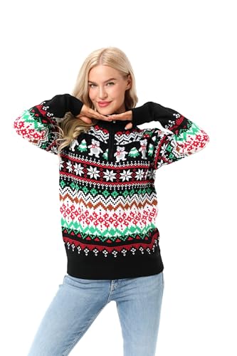 U LOOK UGLY TODAY WeihnachtspulloverDamen Herren Unisex Hässlicher Lustiger Chunky Fair Isle Gestrickter Festlicher Pullover für Party Fab Festive Fair Isle 3XL von U LOOK UGLY TODAY