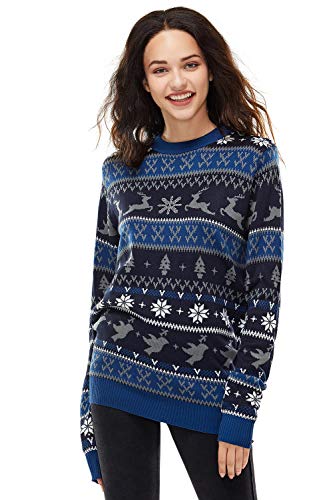 U Look Ugly Today Herren Christmas Jumpers Pullover, Feeling The Fair Isle-Blue, 30 Regular von U LOOK UGLY TODAY