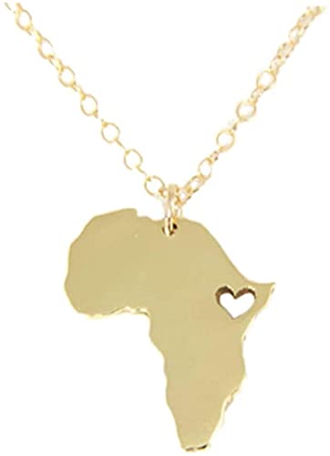 1 Stück Unisex Männer Frauen Lange Kette Choker Country of South African Karte Halskette Afrika Karte Anhänger Halskette Äthiopien Halsketten Schmuck Geschenk Nettes Design von U-M