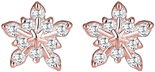 925 Sterling Silber Zirkonia Winter Schneeflocke Elegante Ohrstecker ClearRose Gold Farbe Praktisches Design und langlebig von U-M