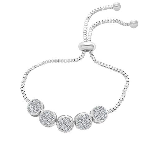 Damen-Armband Sterling-Silber 925 Tennis Charm Kette verstellbar Zirkonia platiniert Schmuck bequem und umweltfreundlich von U-M