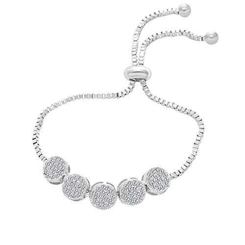 Damen-Armband Sterling-Silber 925 Tennis Charm Kette verstellbar Zirkonia platiniert Schmuck bequem und umweltfreundlich von U-M