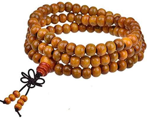 Männer Frauen 8mm Buddhist 112 Gebet Holzperlen Armband Halskette Elastisch Gelb Praktisches Design und langlebig von U-M