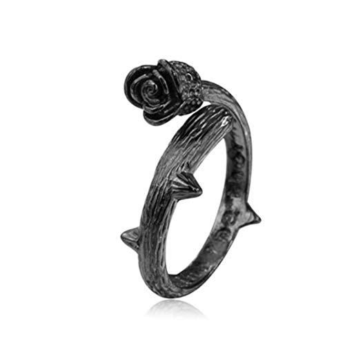 Schwarzer Zeigefinger-Schwanzring mit Rosen, offener Ring, Schmuck, Valentinstagsgeschenk, langlebig im Gebrauch von U-M