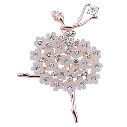 U-M PULABO Elegante Damenbrosche, Diamantbesetzte Ballerina Tänzerin Brosche, Weiß, Schmuck-Accessoire von U-M