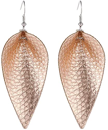 U-M Teardrop Echtes PU-Leder Ohrringe Leichte Blatt Blütenblatt Ohrringe Frauen Mädchen Gold Coloren Leaf Nützlich und praktisch von U-M